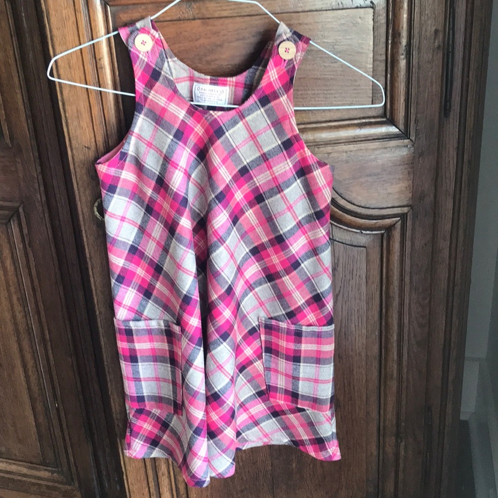 Girls plaid, wool dress from Rome, Italy